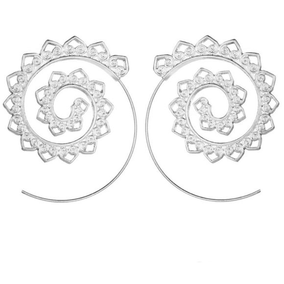 BOHO Silver Earrings Festivals 1 and 3/4” NEW - Picture 2 of 3